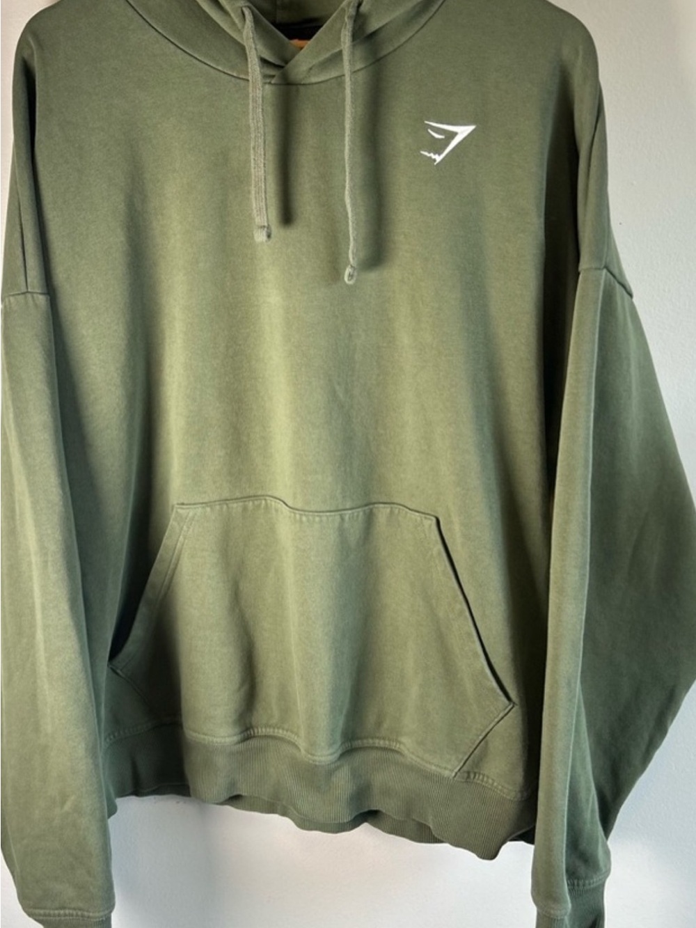 Gymshark Olive Green Pullover Hoodie with Chest Logo